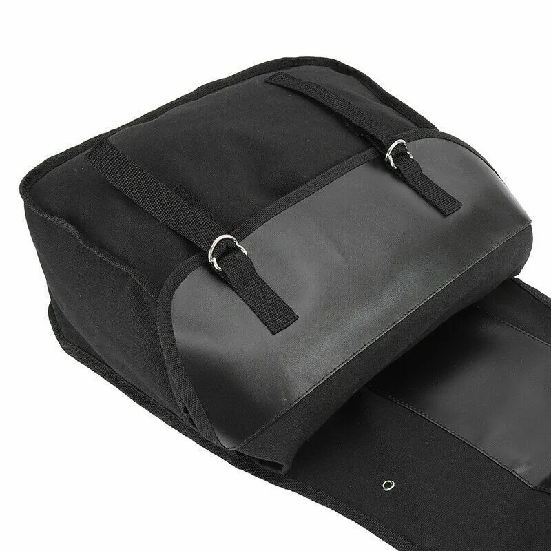 Motorcycle Touring Saddle Bag Black Canvas Waterproof Panniers Motorbike Luggage