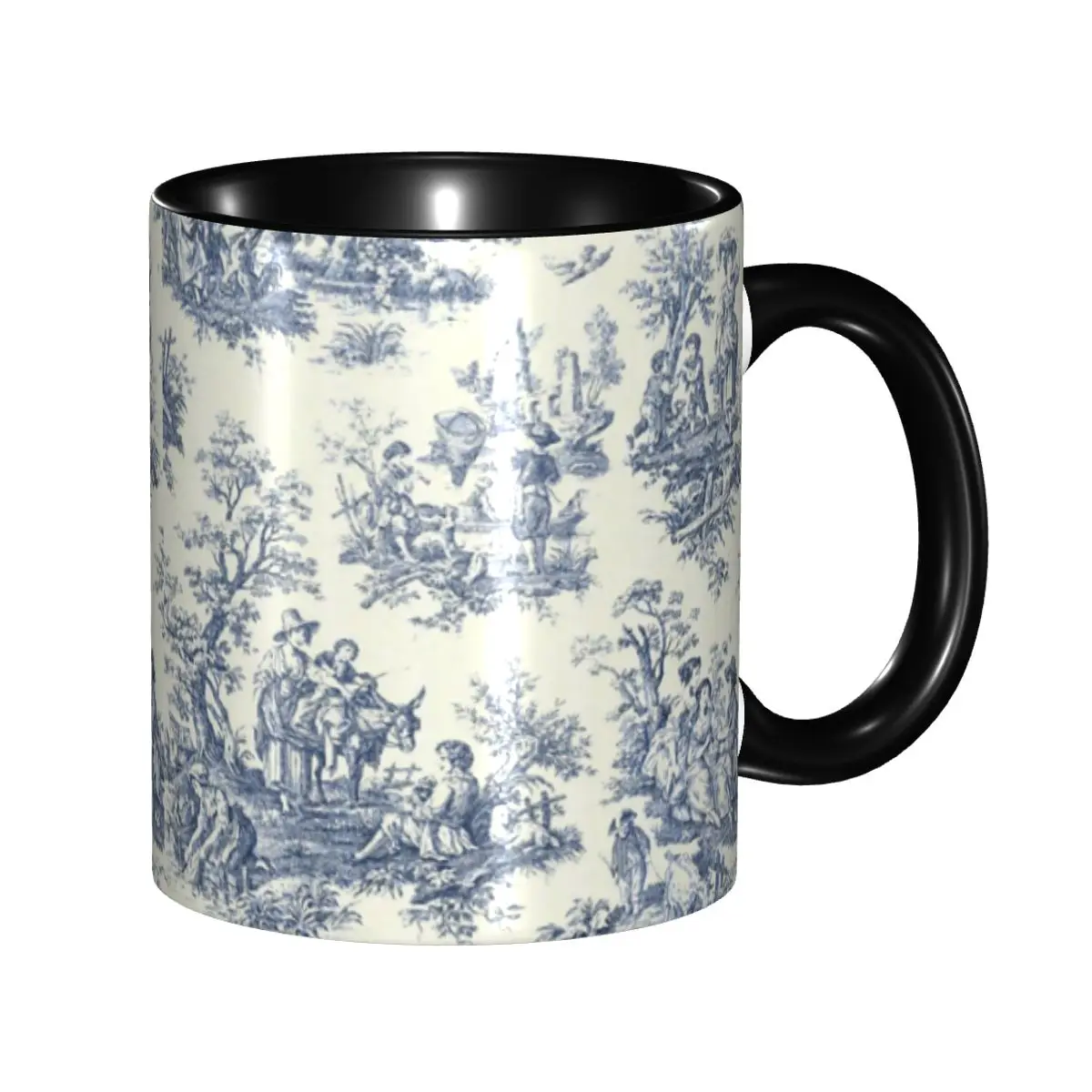 

Customized Powder Blue French Toile Picnic Designs Coffee Mugs DIY Ceramic Tea Milk Cup