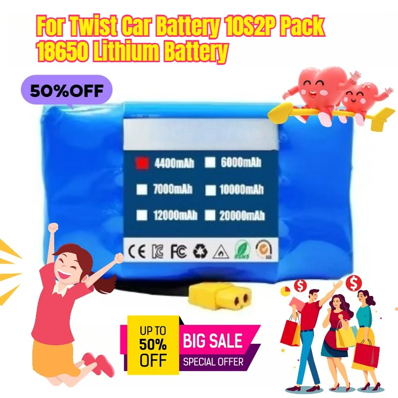 

36V 4400mAh for Twist Car Battery 10S2P Pack 18650 Lithium Battery