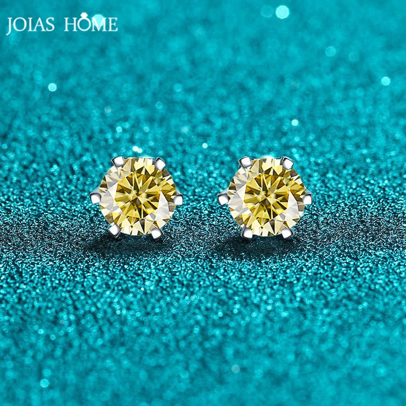 JOIAS HOME Silver 925 D Moissanite Gem Earrings Women's Simple and Elegant Style, Valentine's Day Gift, Birthday Gift,