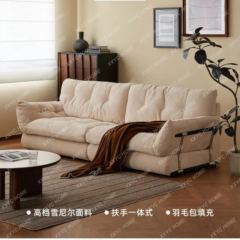 Sofaoriginal white cream fabric sofa small apartment floor straight row three people