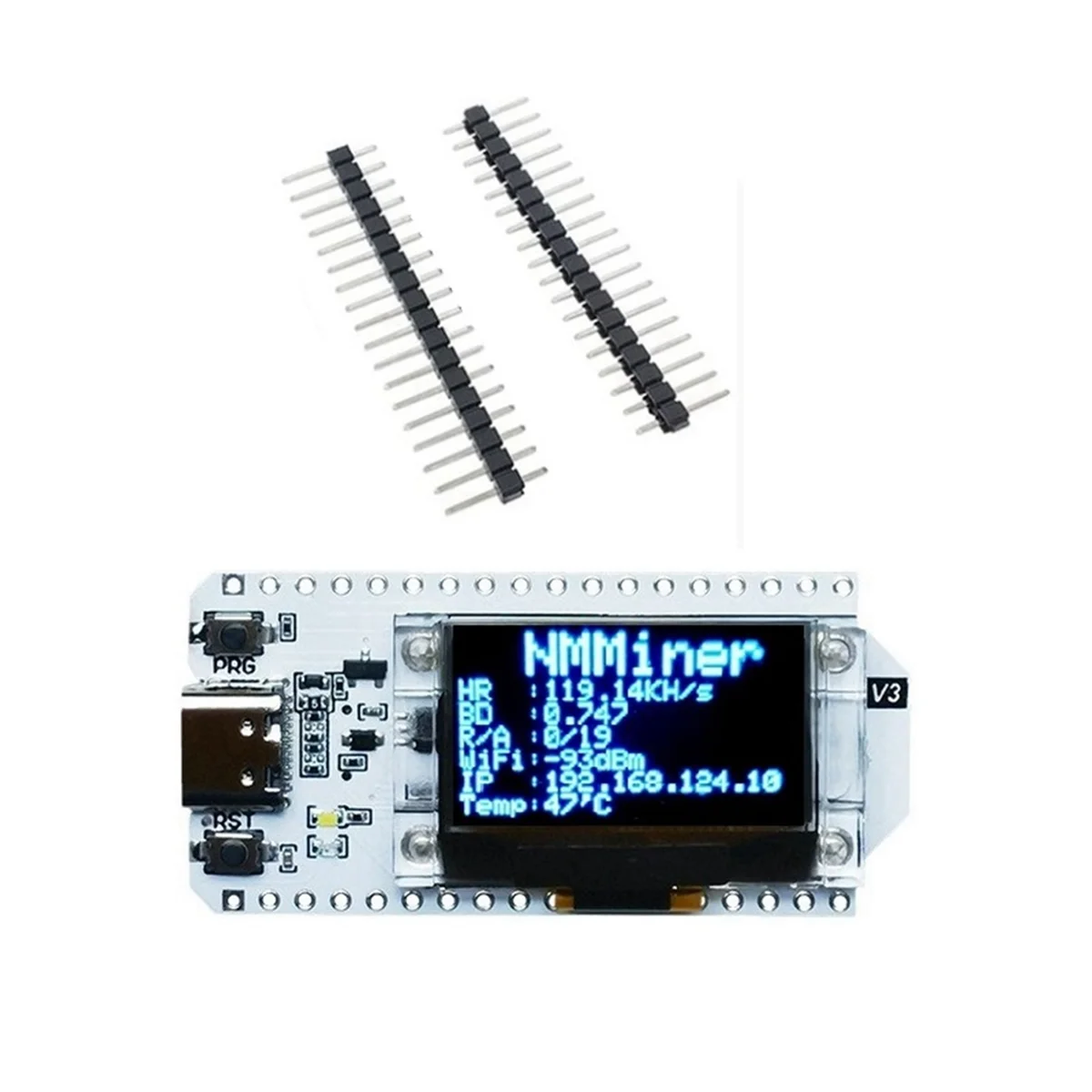 For Nerdminer 119KH/S Hash Rate 0.96In OLED Screen Bitcoin Solo Miner Nerd Miner BTC Lottery Miner Soldering Pin Header