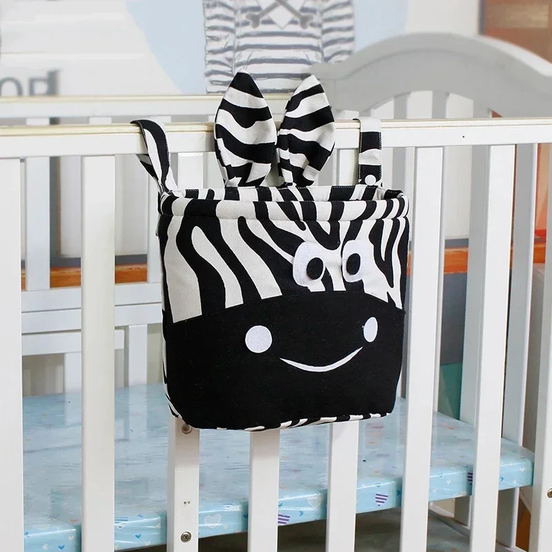 Cartoon Zebra Baby Crib Organizer Bed Hanging Storage Bags For Baby Essentials Baby Bed Organizer Hanging Diaper Toys Tissue