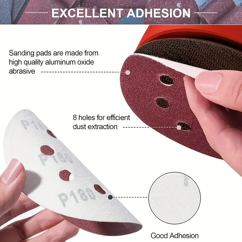 70 قطعة 8 حفرة 125 مللي متر الصنفرة النجارة المعادن قرص الطحن جلخ تلميع أداة 60-1000 حصى الرملي أقراص #6