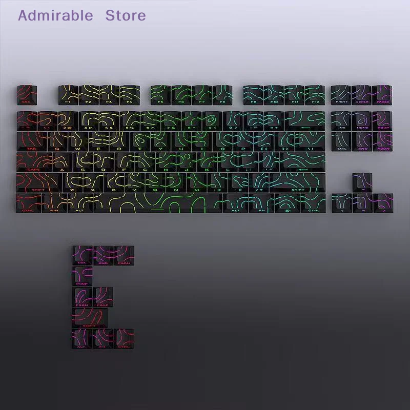 [W]Keycaps 4.0 Version Shine Through 97 Key PBT Profile Side Print Backlit For MX Gamer Mechanical Keyboard