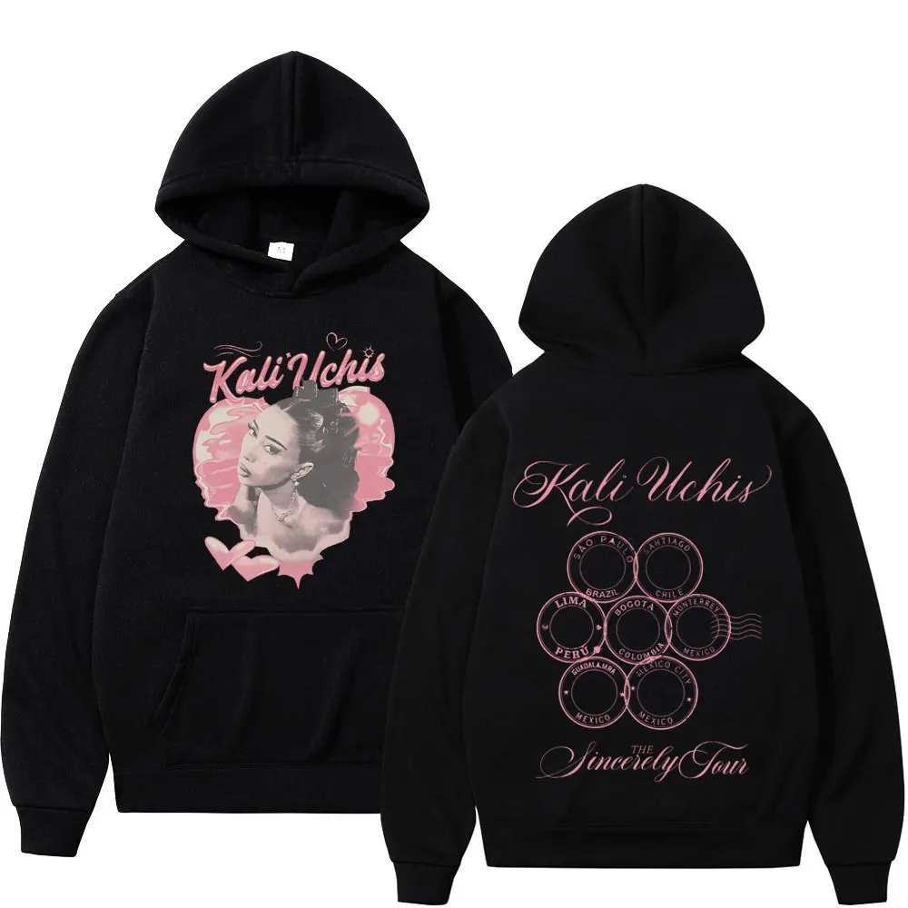 

Толстовка с принтом Kali Uchis The Sincerely Tour 2026, мужские и женские модные толстовки с длинными рукавами, свободный крой, эстетичный стильный пуловер