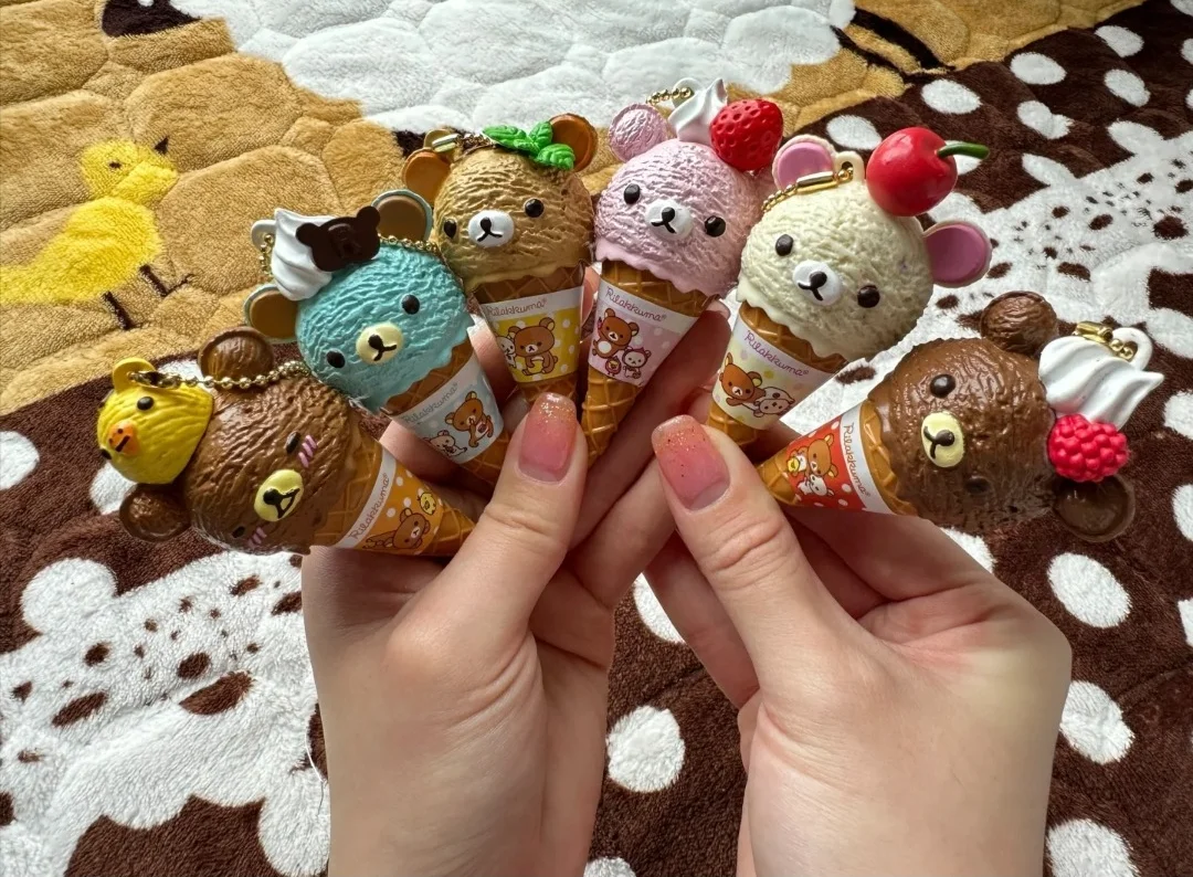 أنيمي الشكل Kawaii كبسولة صندوق أعمى الآيس كريم الدب سلسلة من الخرز حقيبة للحمل دمية لعبة نموذج تزيين مُثبت هدية عيد ميلاد #4