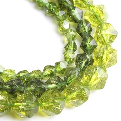 Natural Stone Faceted Green Peridot Loose Spacer Beads For Jewelry Making 6 8 10mm Handmade DIY Bracelets Necklaces 15 Inches