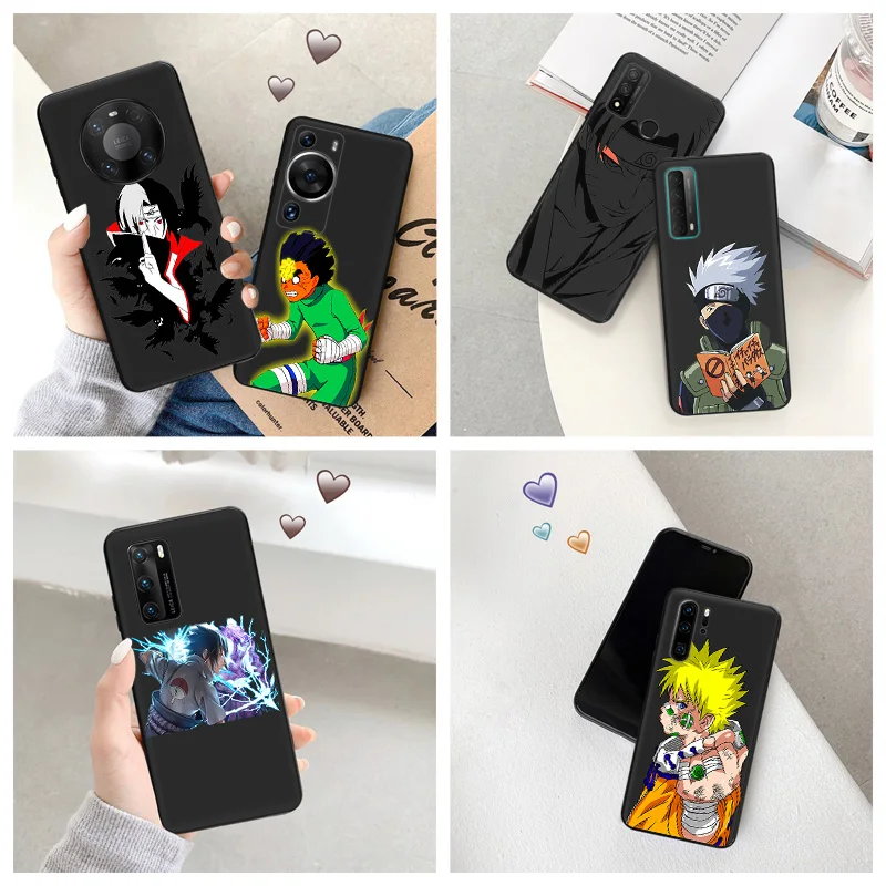 Silicone Black Phone Case for Motorola G200 5G G30 G31 One Fusion Anime N-Narutos Kakashis Huawei P40 P30 P20 iphone6 Cover