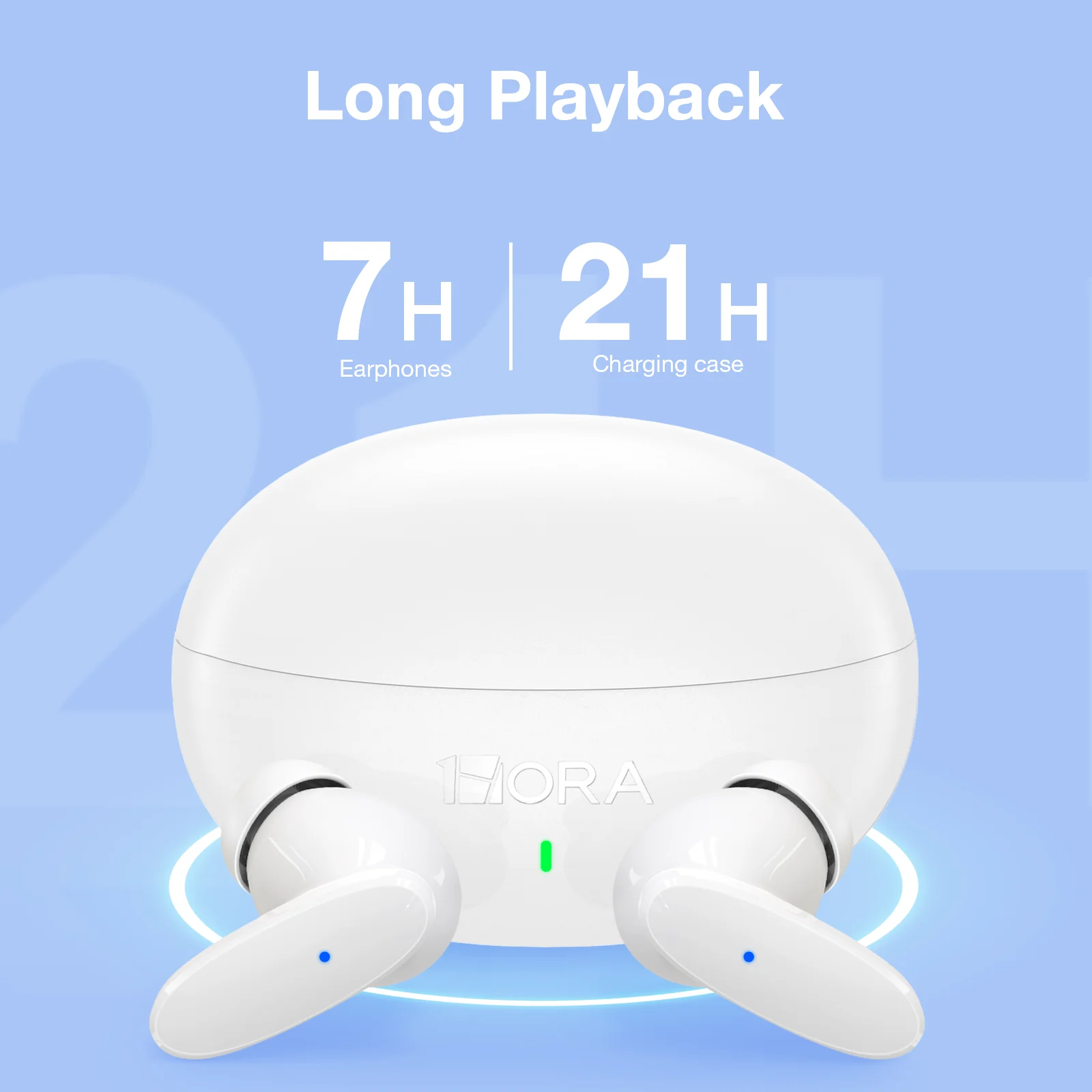 سماعات أذن لاسلكية 1HORA AUT205 عمر بطارية طويل بلوتوث 5.3 سماعة أذن شحن من النوع C متوافقة مع IOS/Android