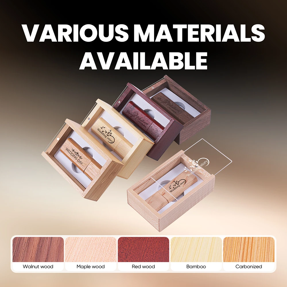 محرك فلاش USB من الخيزران 128 جيجابايت شعار مخصص مجاني ذاكرة عصا 64 جيجابايت عالية السرعة ذاكرة عصا 32 جيجابايت صندوق طباعة ملون U القرص 16 جيجابايت