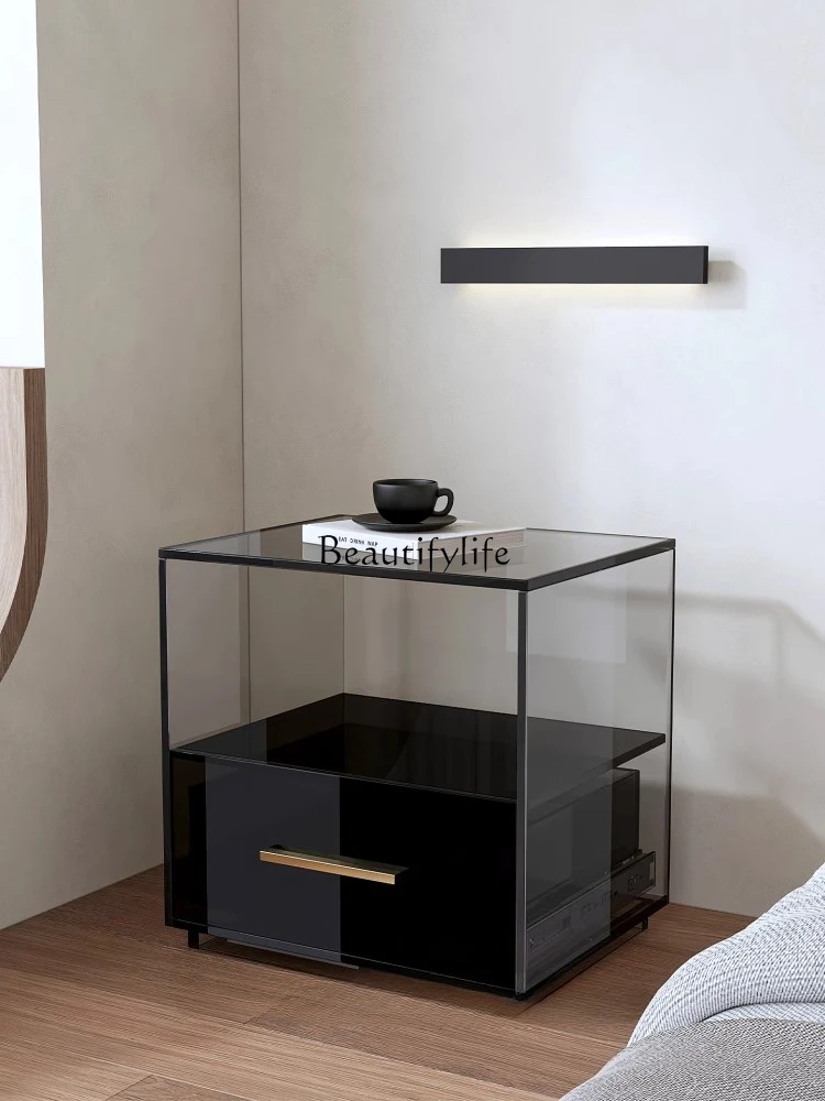 

*Acrylic integrated bedside table, simple modern light luxury American bedside rack, sofa edge