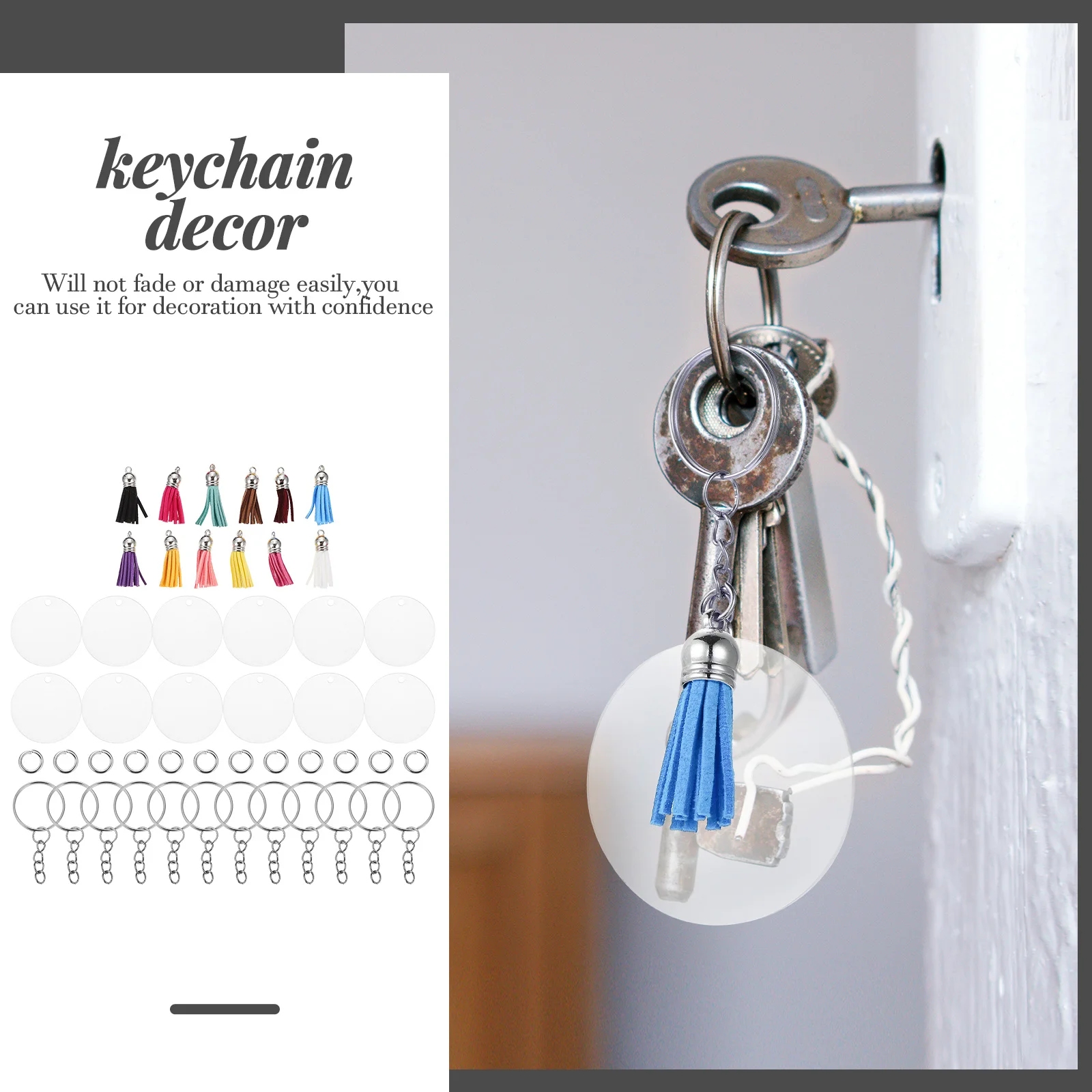 

12 компл. DIY брелок с кисточками, подвески, красочные подвесные украшения, комплект колец для ключей, принадлежности для рукоделия ручной работы, брелки