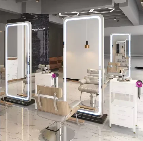 More Design Low Price Barber Shop Free Sample Single Double-sided Explosion Proof Hairdressing Led Makeup Beauty Salon Mirror