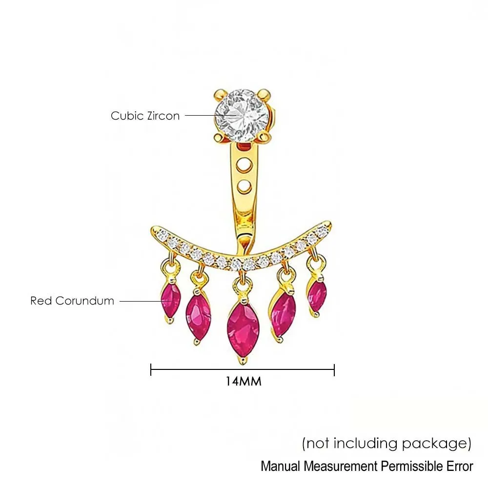 LAMOON Vintage Luxury Red Corundum Gemstone Earring For Women Exquisite Elegant Shinny 925 Sterling Silver Fine Jewelry Gift