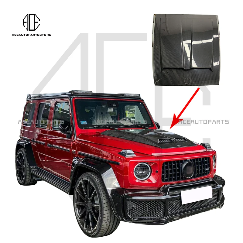 

Dry Carbon Fiber Fits For Mercedes-Benz G Class G500 G55 G63 G350 2019 2020 2021 2022 High Quality Front Engine Hood Vent Cover