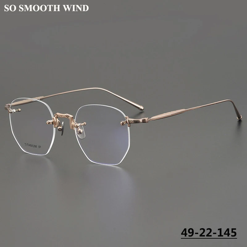 

Многоугольные безрамочные очки из чистого титана для мужчин и женщин, сверхлегкие ретро квадратные очки неправильной формы, оправа для очков, очки без оправы