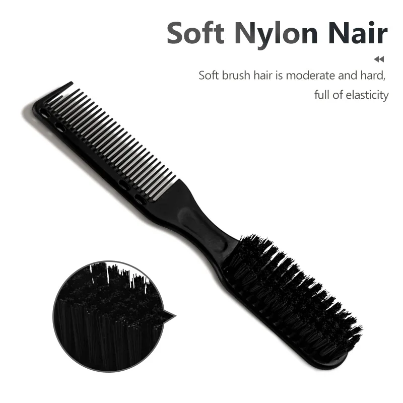 Double-sided Professional Barber Neck Brush Comb Black Small Hair Styling Comb Shaving Beard Salon Carving Duster Cleaning Brush