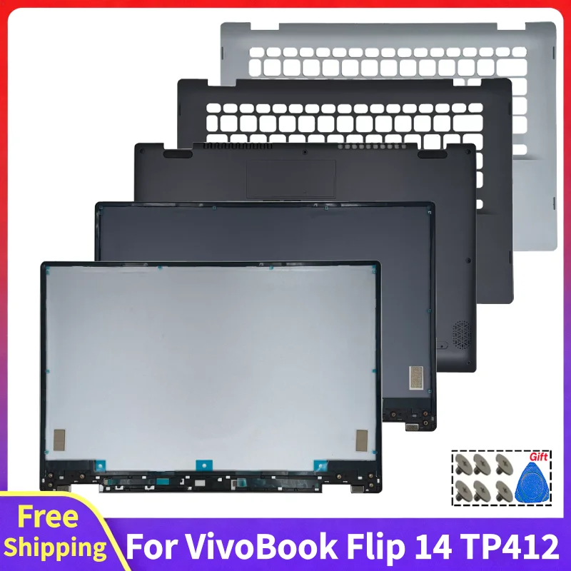 New For VivoBook Flip TP412 TP412U TP412UA TP412F TP412FA Replace Laptop LCD Back Cover Front Bezel Hinges Palmrest Bottom Case