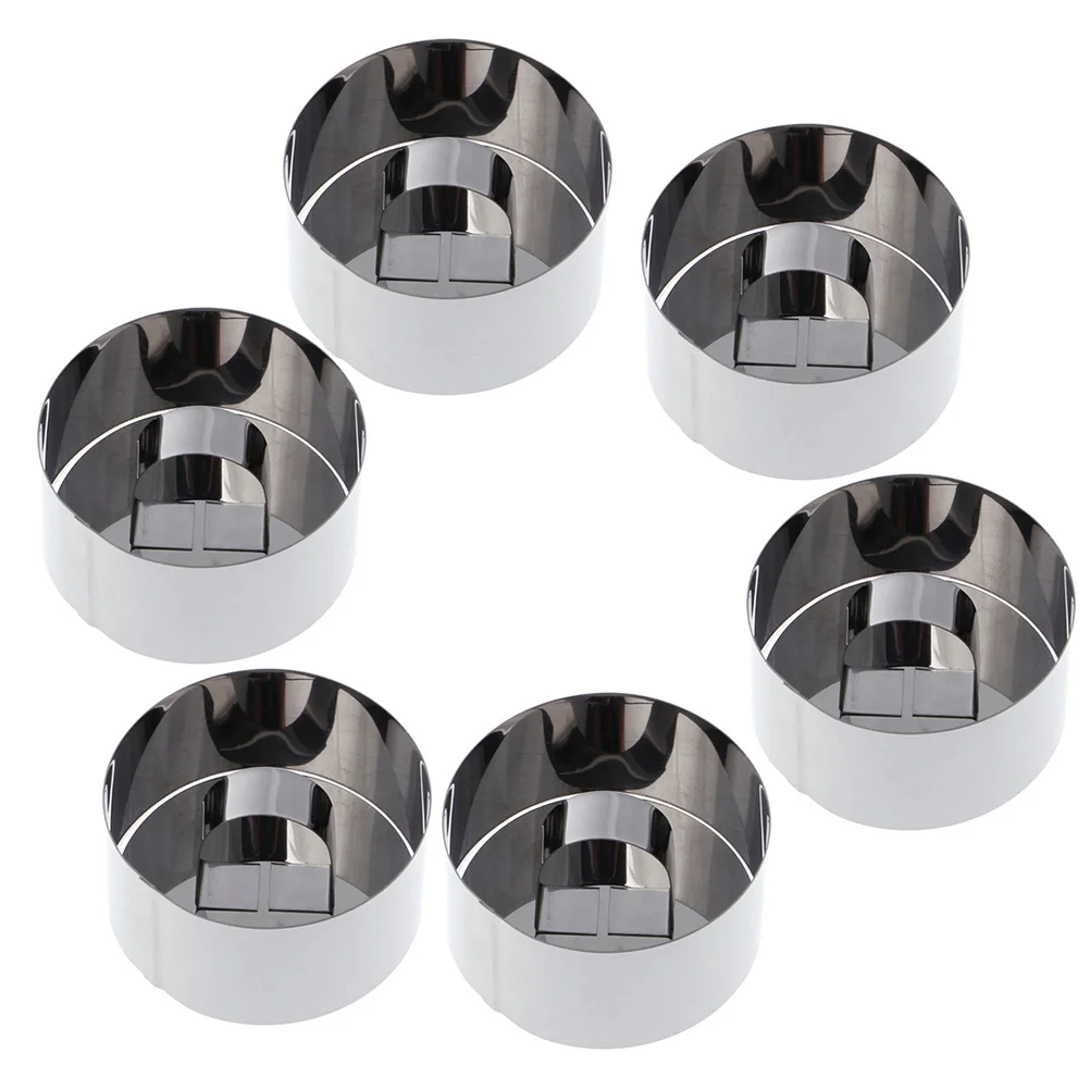 

6Pcs Stainless Steel Round Mousse Rings Multifunctional Baking Molds Cake Sushi Rice Vegetable Fruit Cutter Pusher Biscuit