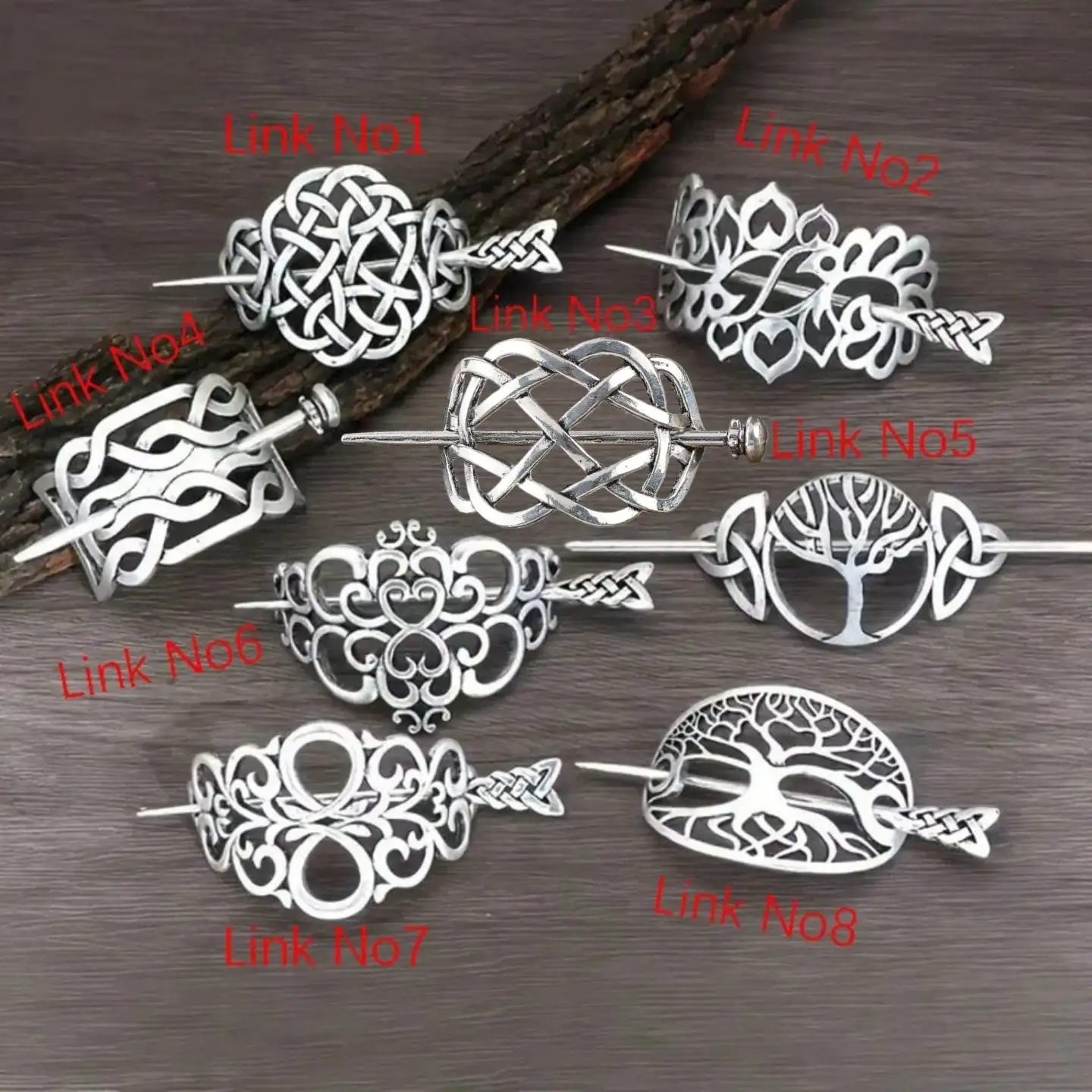 

1 шт. Антикварная серебряная металлическая заколка для волос с кельтским узлом и мотивом дерева