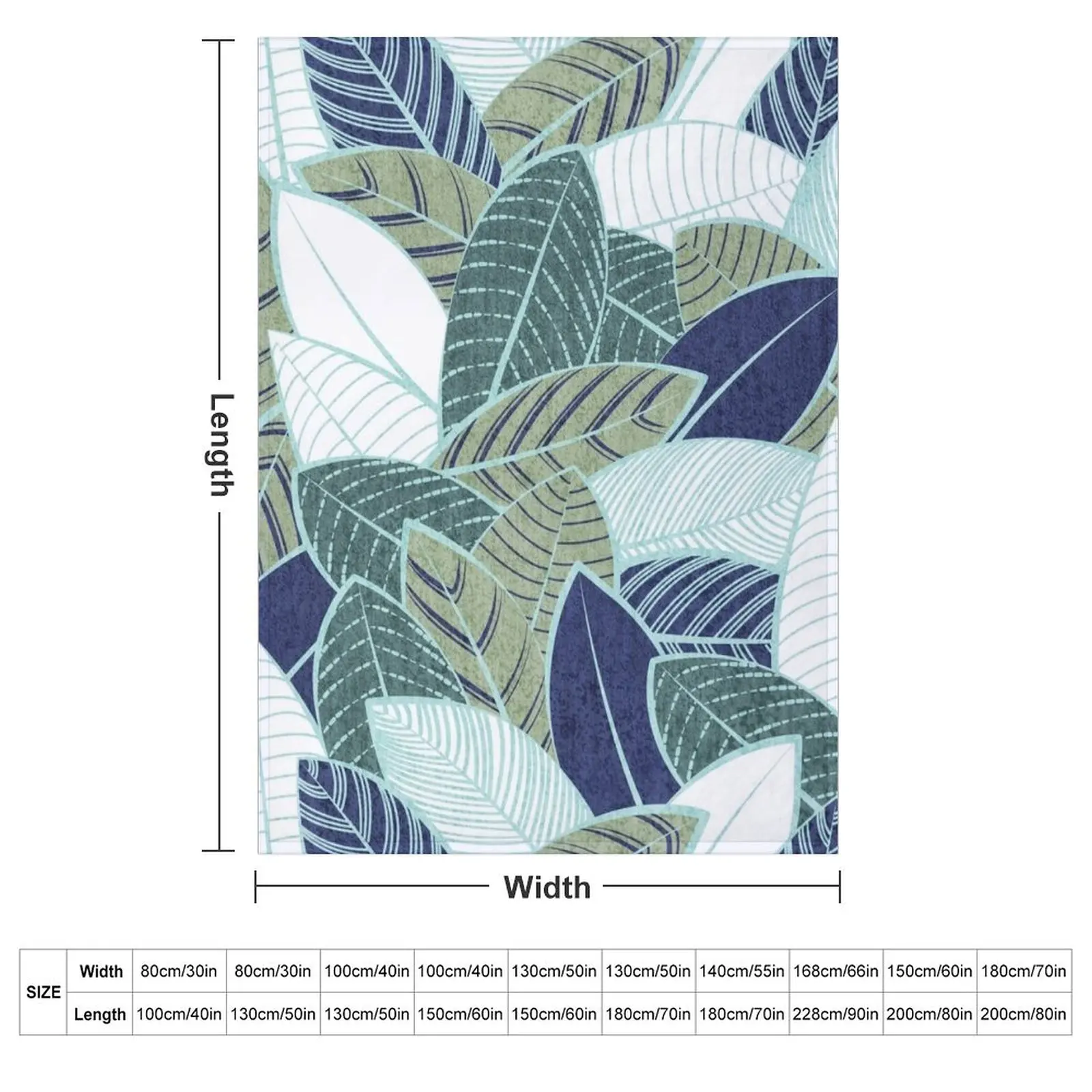 Leaf wall // navy blue pine and sage green leaves mint lines Throw Blanket Blankets Sofas Of Decoration Warm Custom Blankets