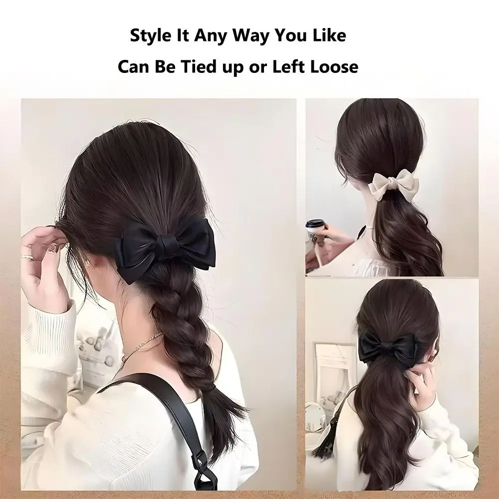

Moonlight Yarn Bow Ponytail Wig Claw Clip Elegant Hair Extension Hair Claw Clip Low Ponytail Long Wavy Wig Ponytail Wig