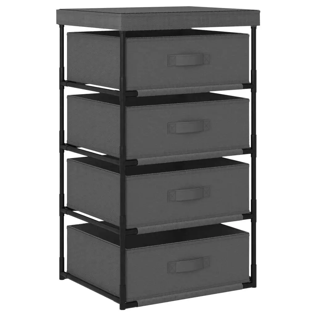 

4-Basket Storage Rack with Steel Gray Frame - Stylish & Functional Organizing Solution