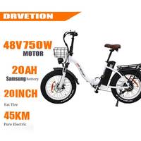 DRVETION CT20 750W motor 48V 20AH battery snow electric bicycle, 20 inch  tire mountain electric bicycle, dirt ebike