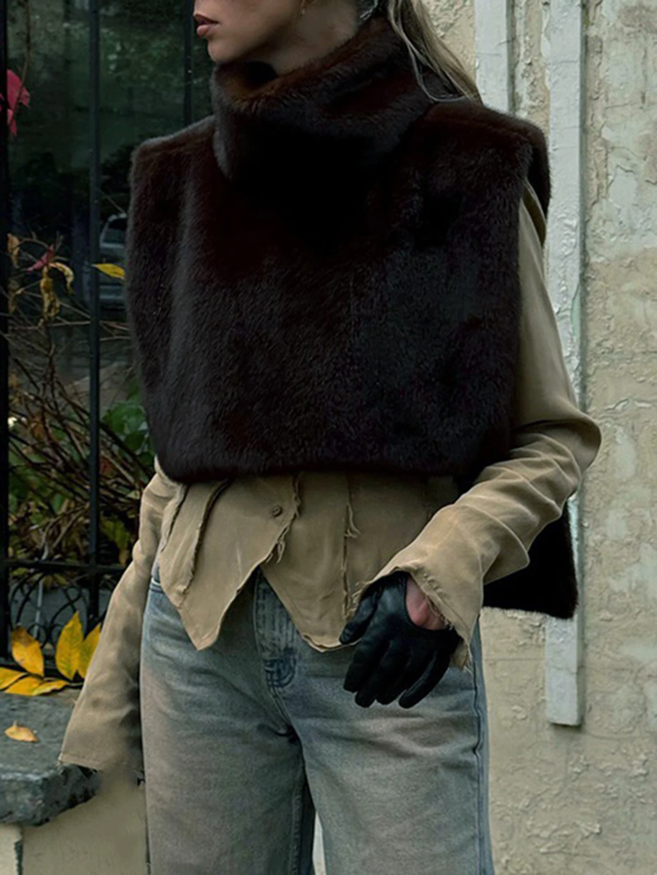 

Women's Solid Color Puff Vest Sleeveless Turtleneck Fleece Autumn Winter Fashion Comfortable Casual Simple Design