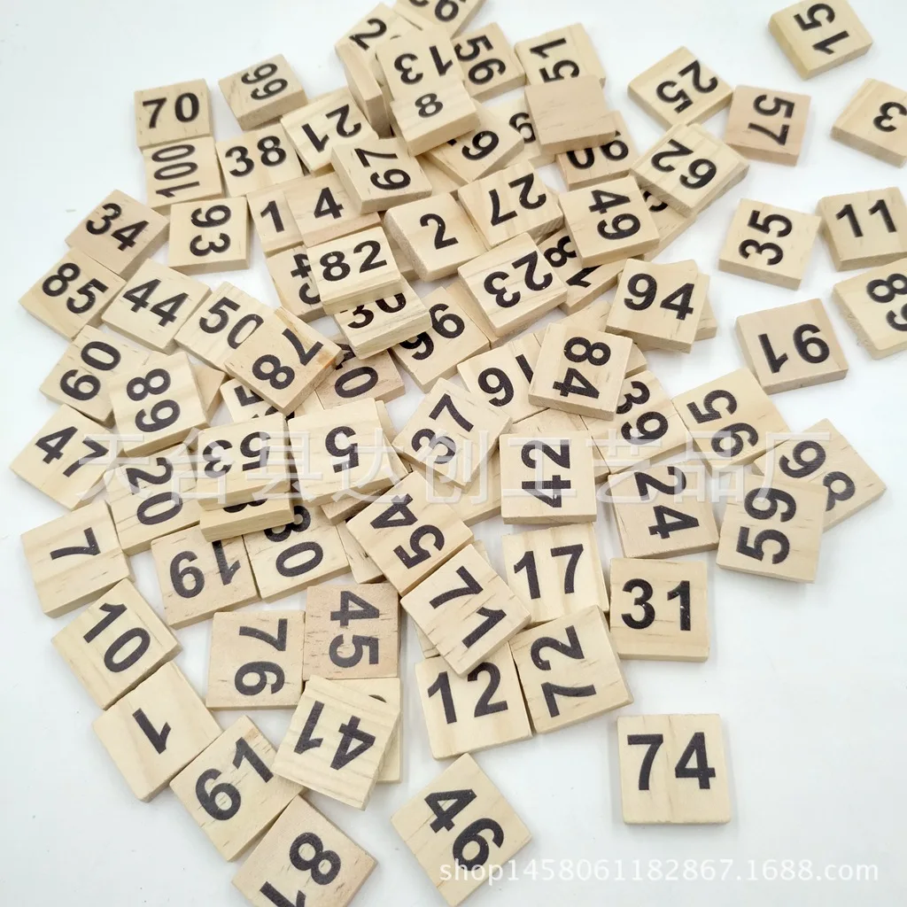 European-style oversized yellow number wooden squares, children's early education jigsaw game, letter square wooden chips, 100 i