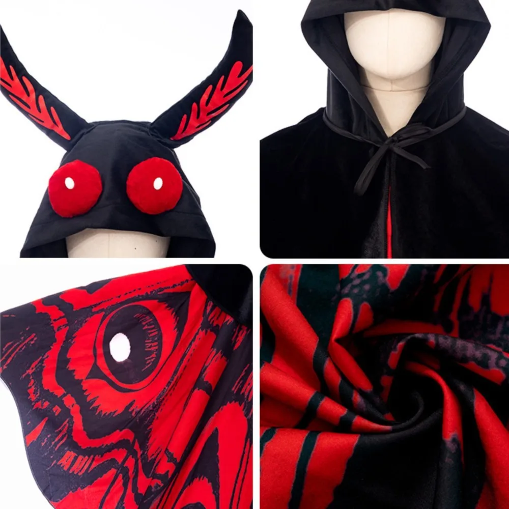 Moth Bat Cosplay Costume Hooded Cloak Stage Performance Clothes Roleplay Uniform Outfits Halloween Carnival Party Women Adult view 6