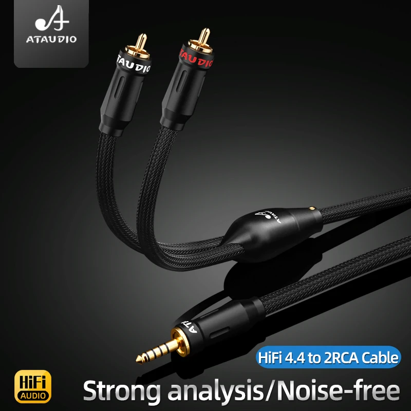 

ATAUDIO HiFi 4.4 to 2RCA Audio Cable 6N OFC Hi-end Balanced 4.4mm Jack to 2RCA Male to Male Audio Cable for Computer Amplifier