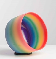 Hye-eun Rainbow Chakra Quartz Frosted Crystal Singing Bowl 8 Inch for Yoga Meditation Sound Healing Sleep Improvement Mind Focus