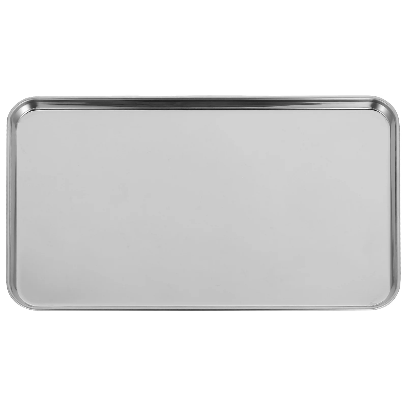 

1Pcs Home Storage Tray Stainless Steel Rectangular Food Holder Flat Bottom Serving Tray for Kitchen Hotel Restaurant Use
