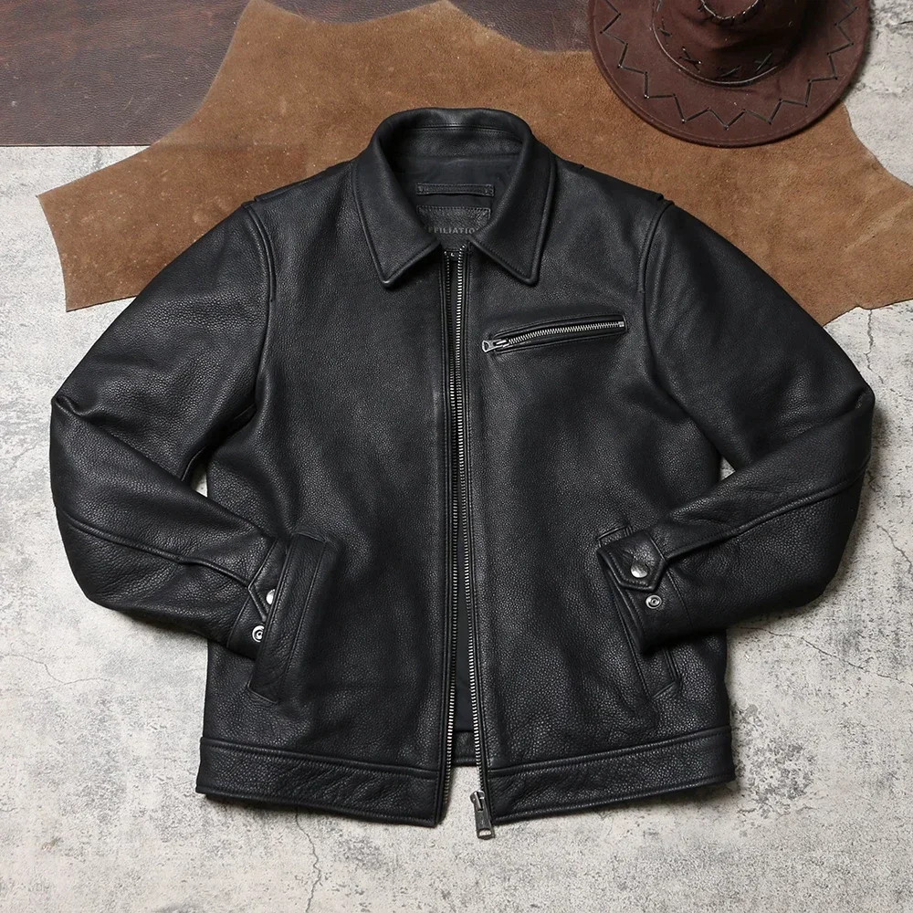 Tailor Brando 1930S Heavyweight Brushed Cowhide Vintage Classic Men's Genuine Leather Biker Jacket