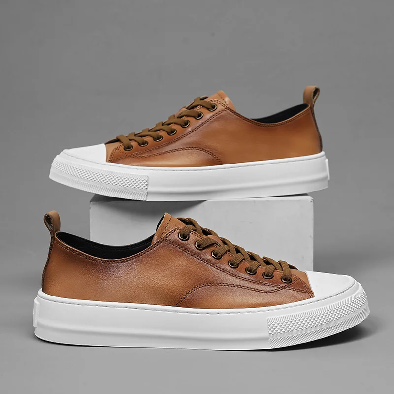 

Новая мужская повседневная обувь, мужские туфли ручной работы на плоской подошве из натуральной кожи, классическая и универсальная мужская обувь, спортивная обувь для активного отдыха