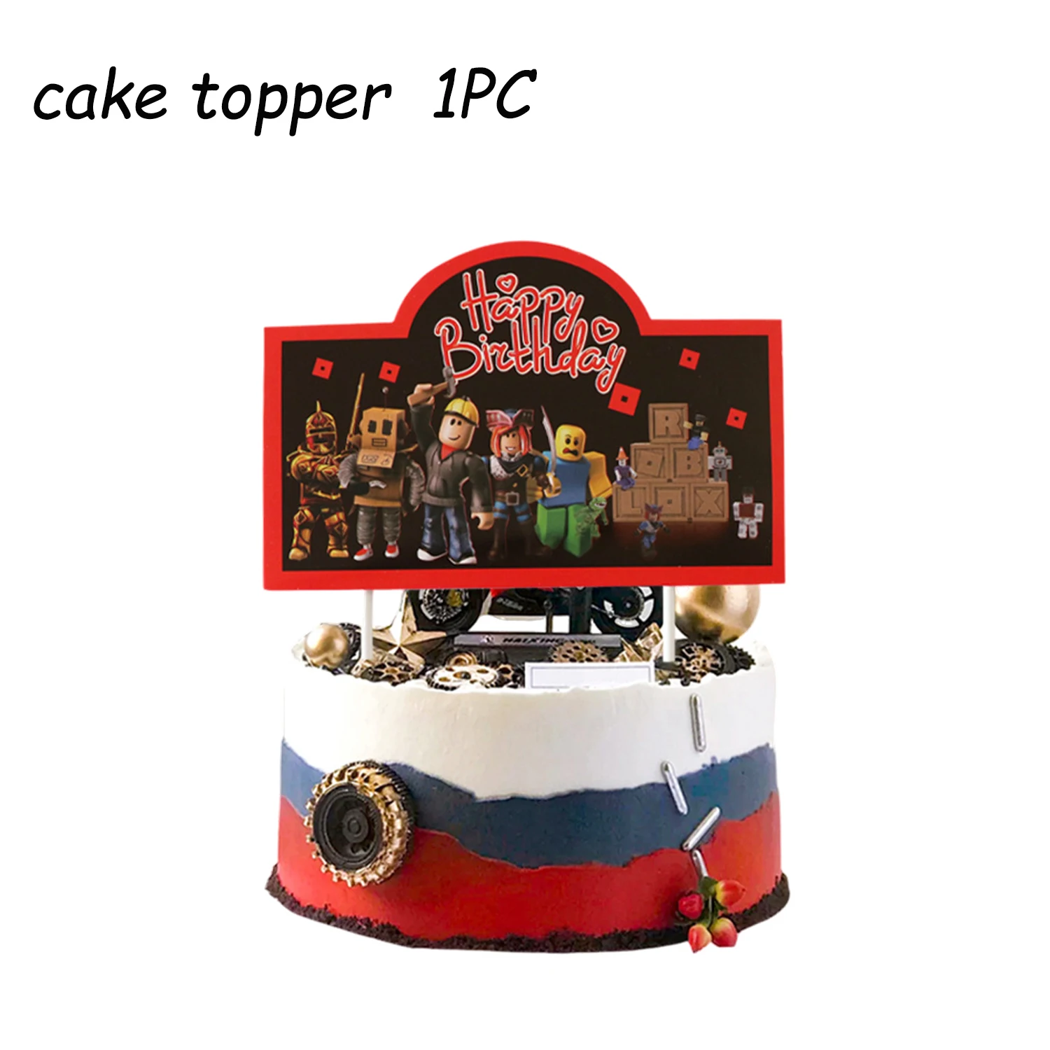 Roblox حفلة عيد ميلاد كعكة توبر كب كيك توبر مجموعات استحمام الطفل للأطفال حفلة عيد ميلاد زينة لوازم الهدايا #6