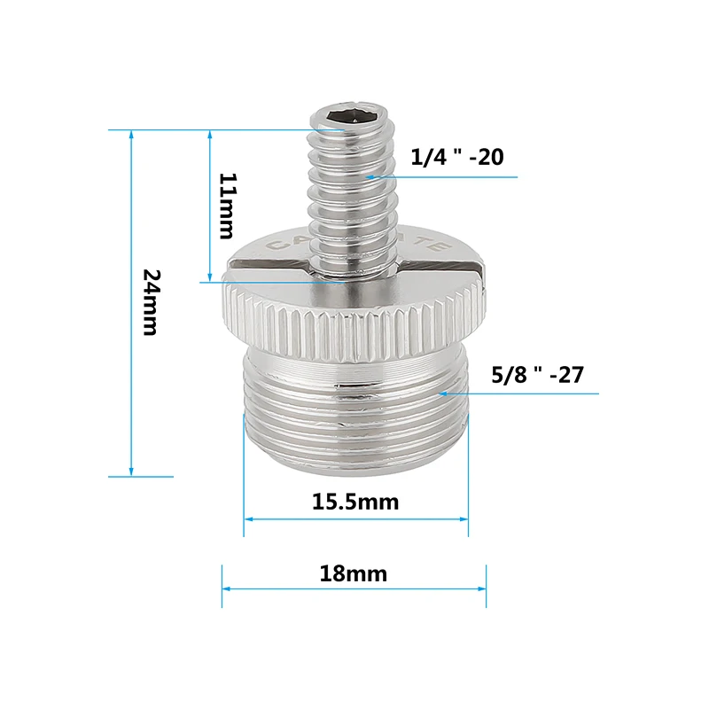 CAMVATE Mic برغي محول تحويل 5/8 "-27 ذكر إلى 1/4"-20 أنثى الموضوع ل DSLR كاميرا قفص تلاعب ميكروفون حامل حامل