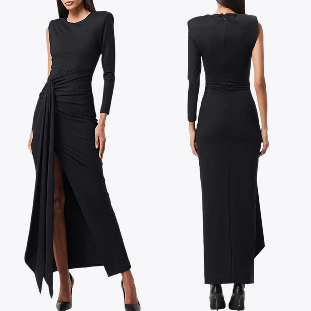 

Customized Elegant Power Trip Draped Maxi Dress A-Line Evening Dresses Formal Exquisite High Quality Prom Party Gowns for Women