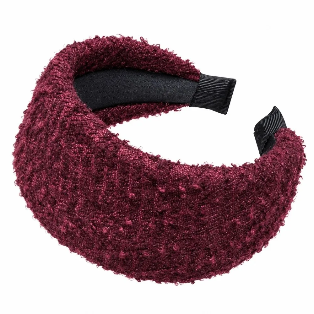 Mixed Color Wide Thickened Headband Tweed Knitted Warm Texture Handmade Wide Headwear Hair Hoop Sequin Braided