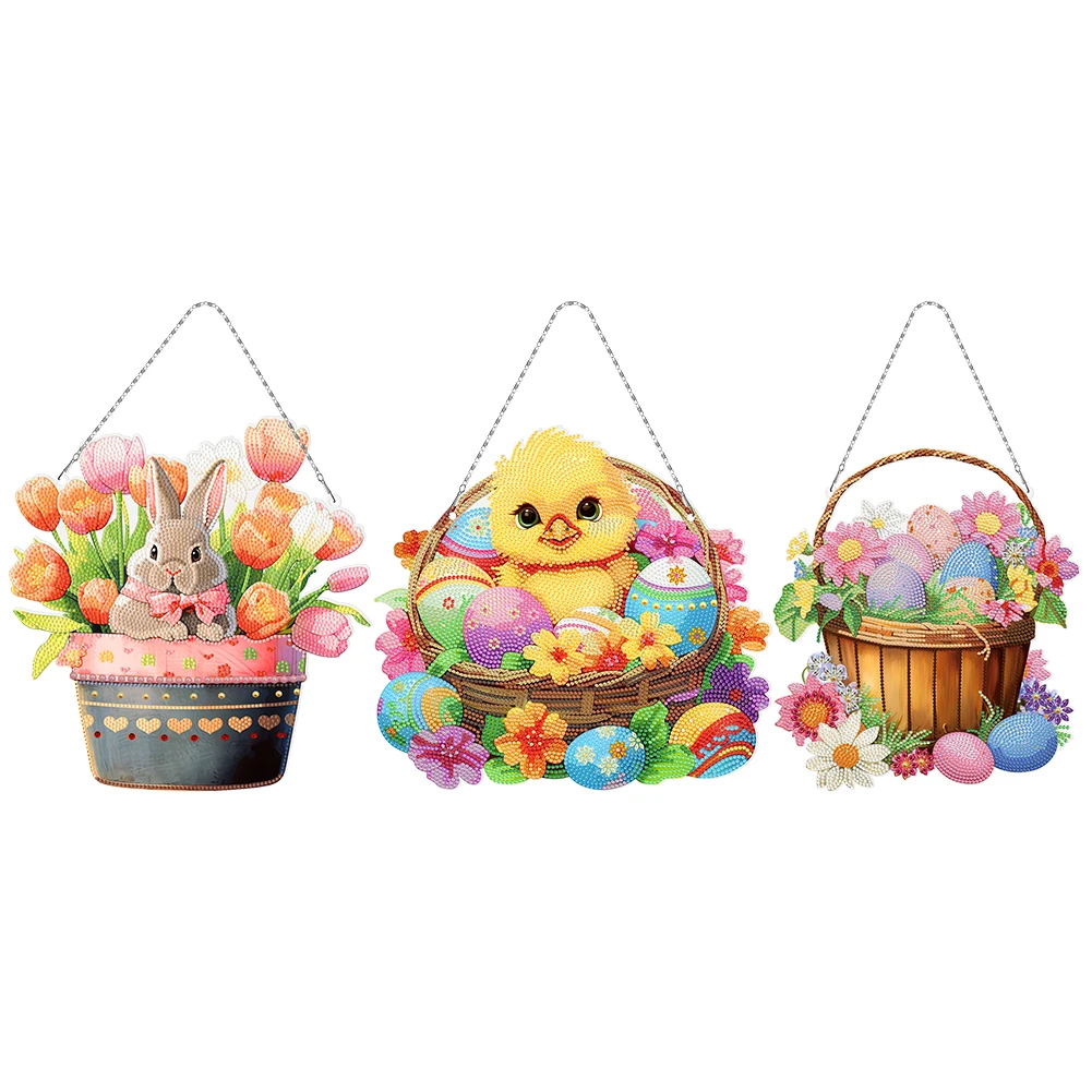 

Пасхальный акриловый односторонний 5D DIY алмазная живопись в горошек кулон со стразами и бриллиантами художественные оконные подвески для декора садовых окон