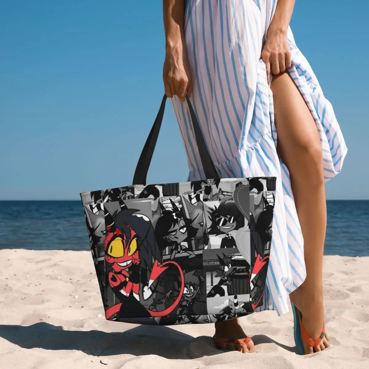 Anime Helluva Boss Millie Beach Tote Bag Sport Gym Yoga Duffle Large Tote Bag Women Travel Bag Fitness bag