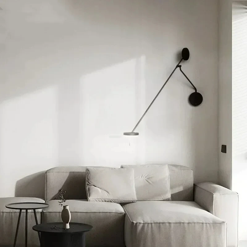 Modern Black Wall Lamp with Adjustable Swing Arm Creative Long Pole Flexible Designer Light for Bedroom Study Room