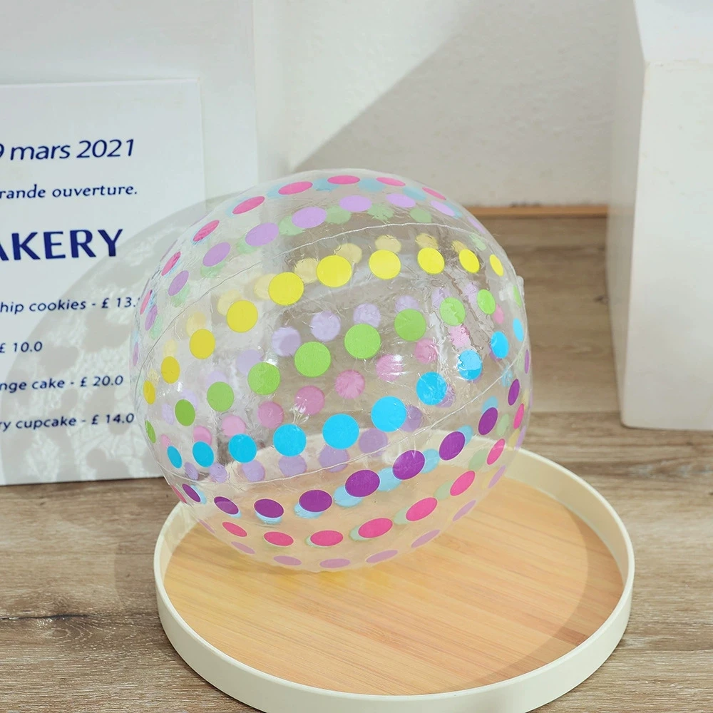 1pcs 16 inch pink inflatable dot beach ball, water game, summer pool, birthday party decoration view 3