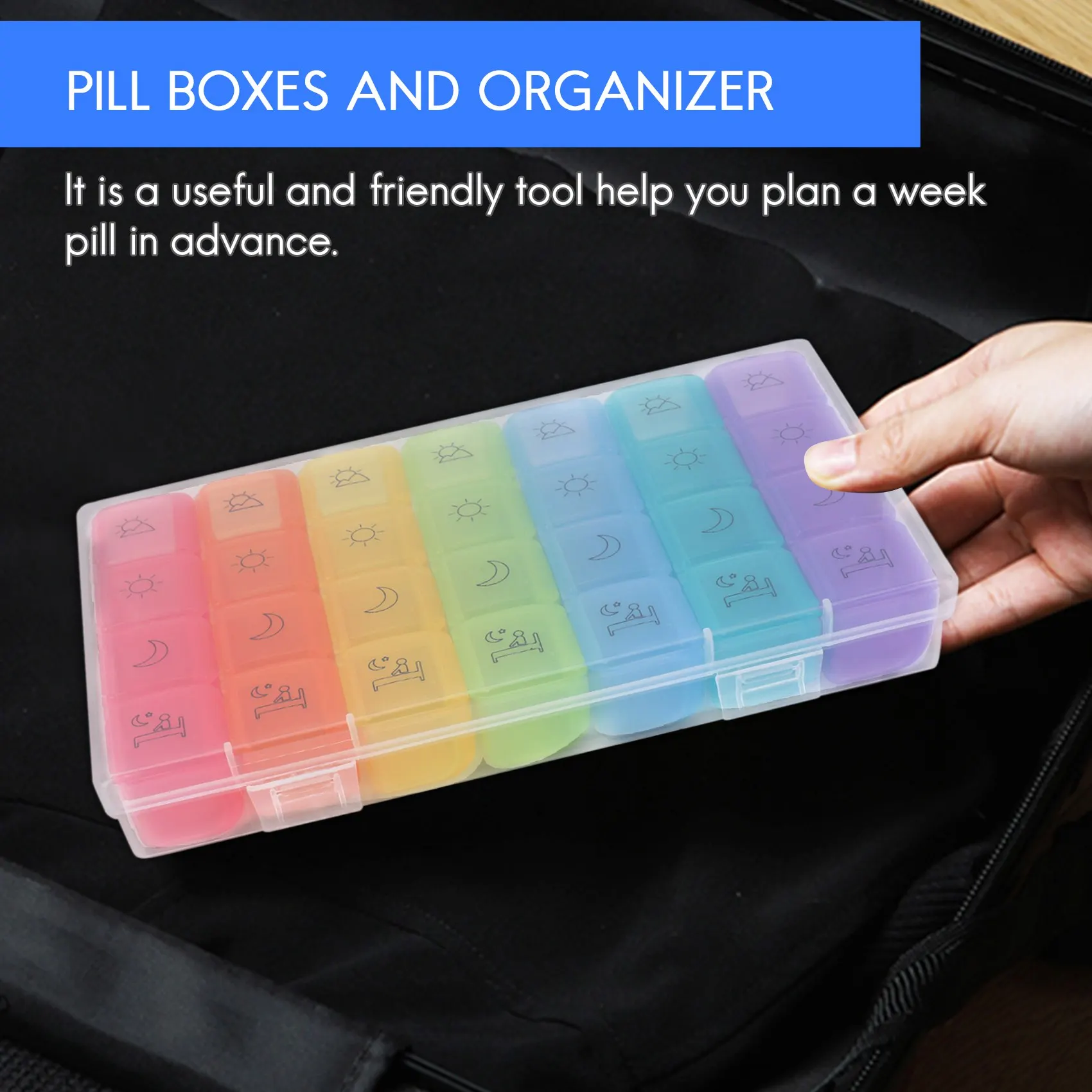 Weekly Pill Organizer, 2Nd Gen Extra Large Pill Box Case (7-Day / 4-Times-A-Day) With Huge Compartments To Hold Plenty Of Fish O