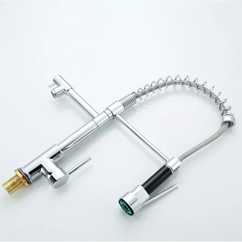 Kitchen hot and cold spring faucet sink dishwashing basin rotatable double outlet universal splash-proof faucet