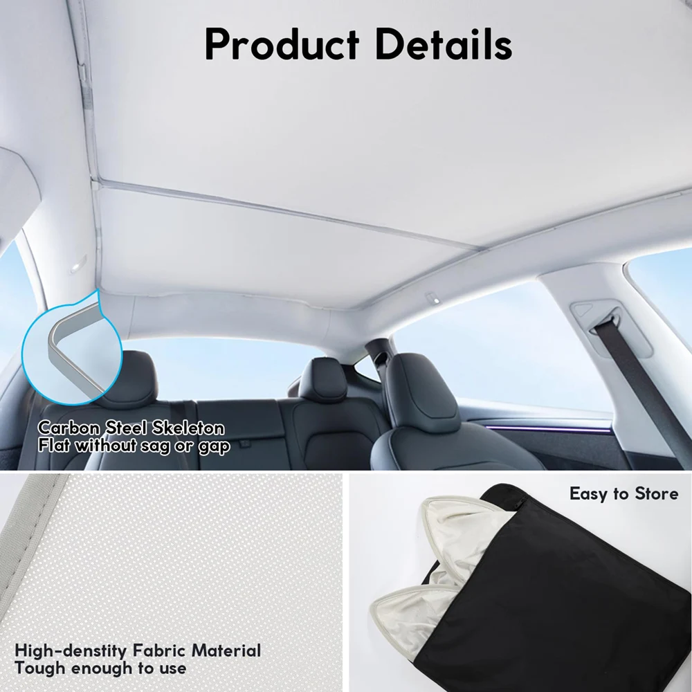 Sunshade Roof for 2025 Tesla Model Y Juniper Nano Ice-Crystal Coatings 3-Gen Heat Insulation Glass Roof Sun Shade Accessories