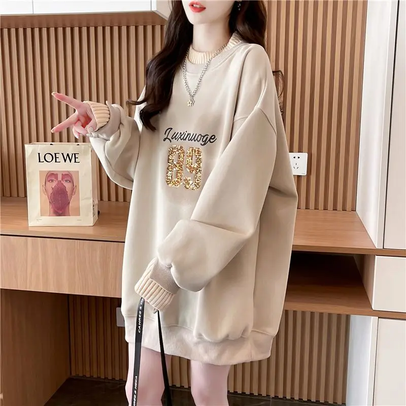 

Baggy Women's Sweatshirts Thick Cold Long Warm Pullovers Loose Autumn and Winter Female Top Coat Xxl Outerwears High Quality Emo