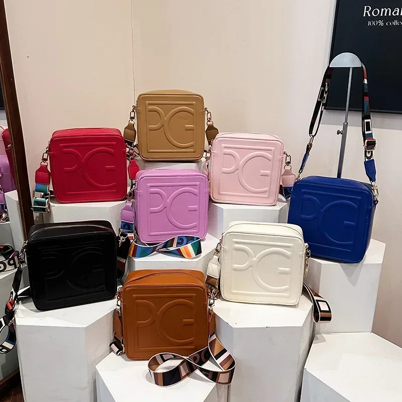 2025 Spring New Solid Square Bag - Street Alphabet Design, Trendy Shoulder/Crossbody